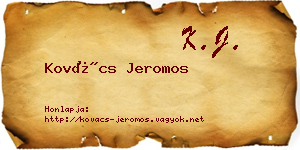 Kovács Jeromos névjegykártya